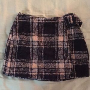 Blue and Cream Plaid Mini Skirt